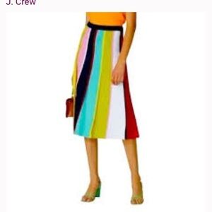 J.Crew Striped Knit Colorblock A-Line Midi Skirt